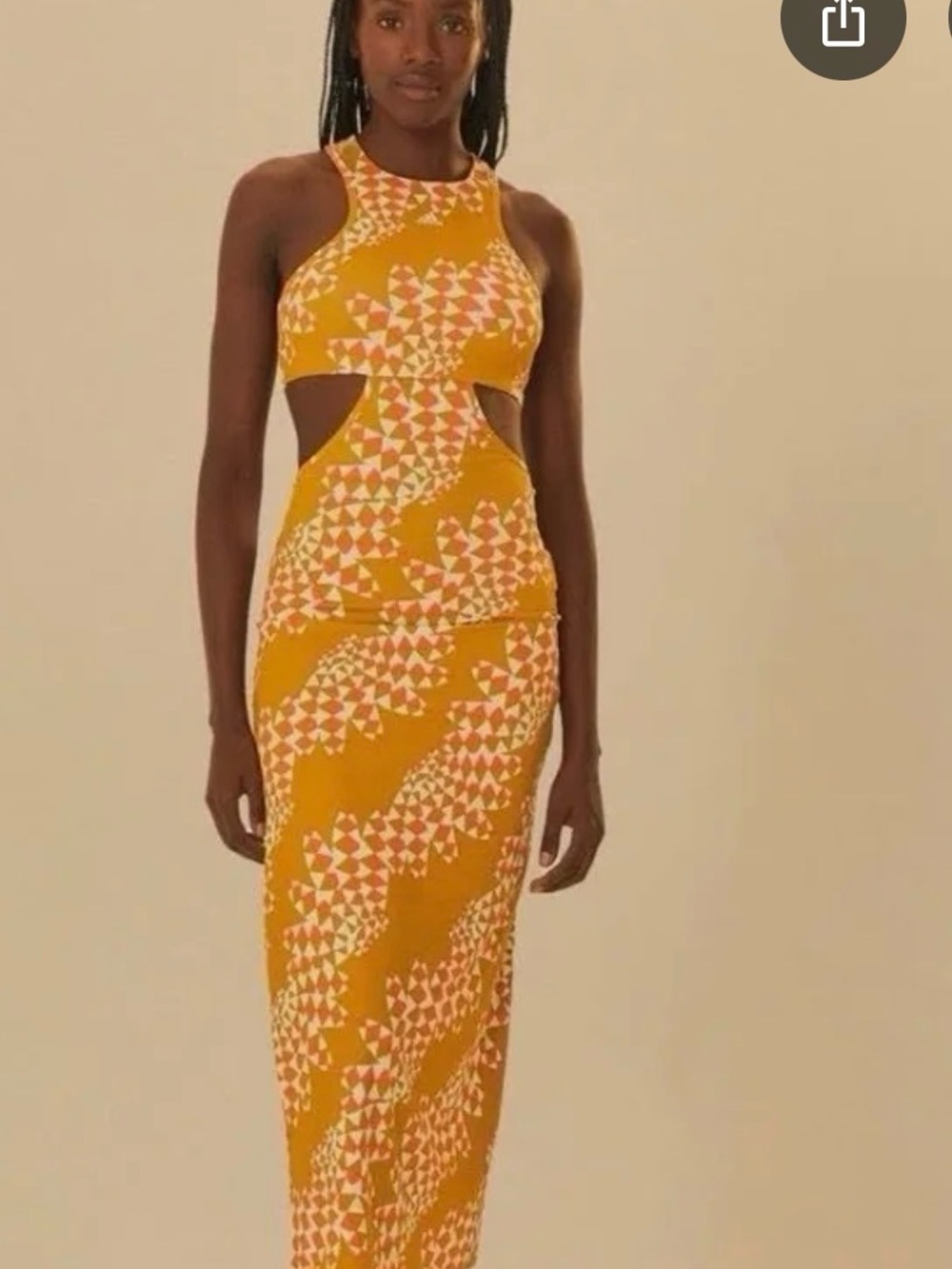 Cutout Maxi Dress in Mustard Geo farm rio x adidas dress